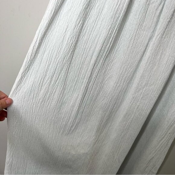 H&M Womens Size Medium Pale Grey Shirred Bodice Gauzy Midi Dress Sleeveless - Picture 4 of 10